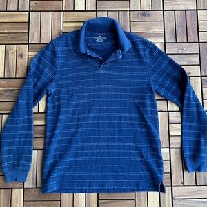 Van Heusen Long Sleeve Collared Polo Striped Dark Blue Men’s Size S